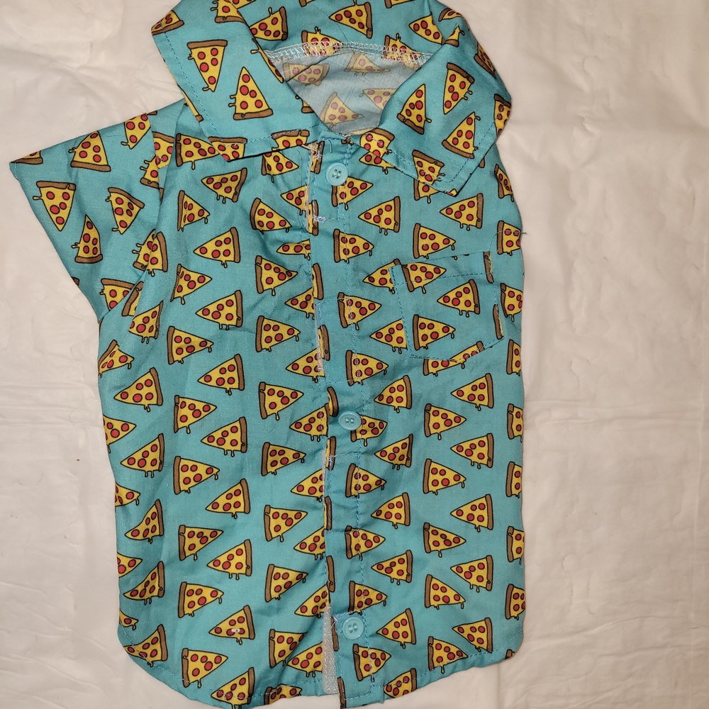 Pizza Print Button-Up Shirt For Your Fur Friend